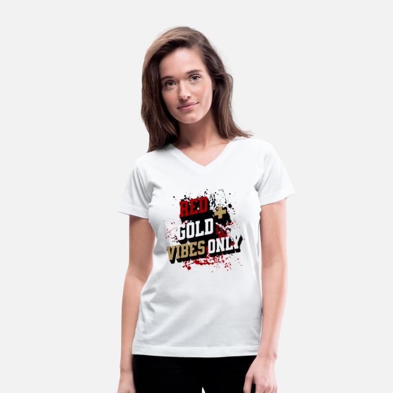 Red and gold vibes only sports shirt, ornament,