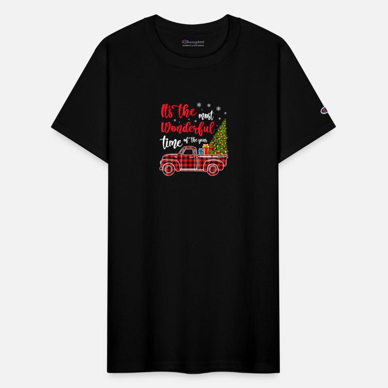 Red Plaid Truck And Christmas Tree Light