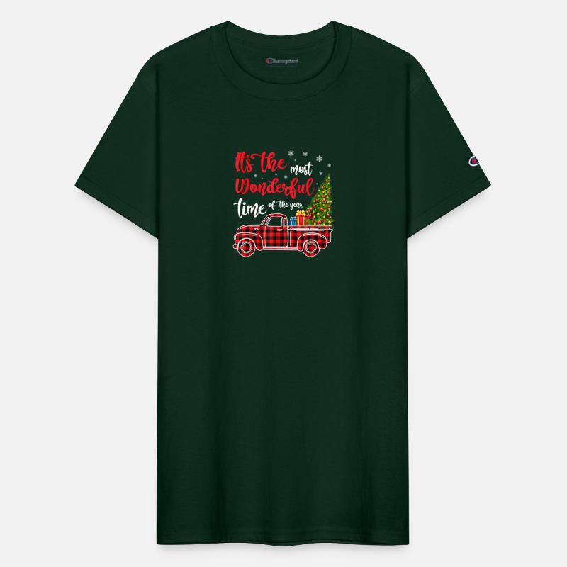 Red Plaid Truck And Christmas Tree Light
