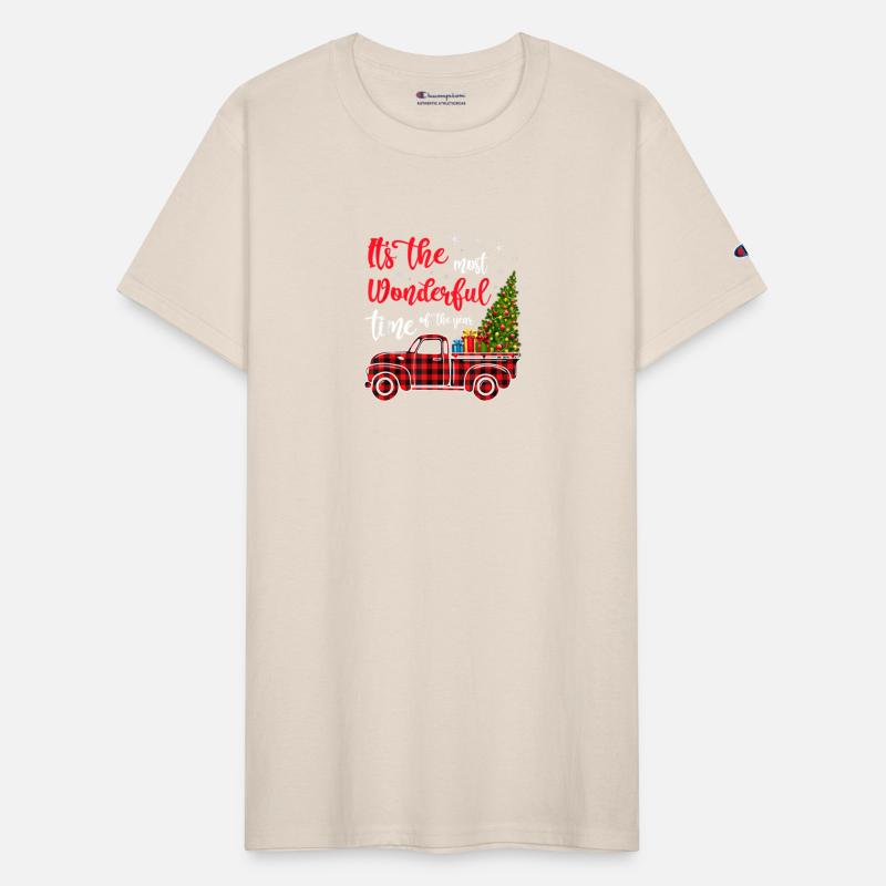 Red Plaid Truck And Christmas Tree Light