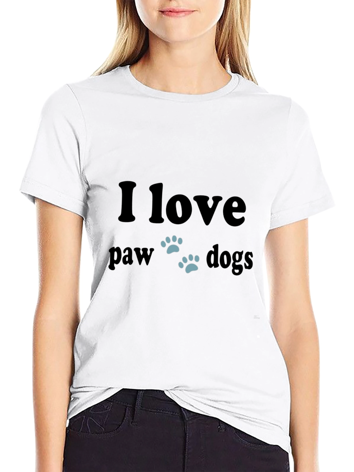 I Love Paw Dogs Black T-Shirt