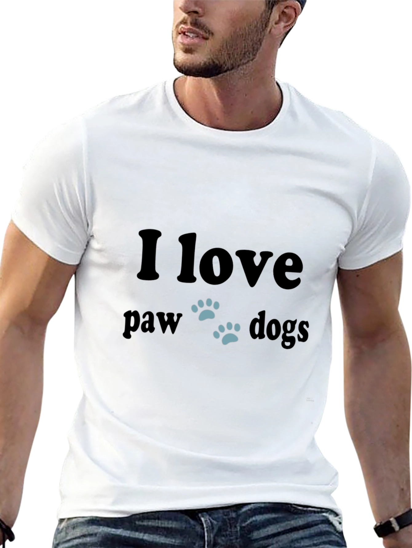 I Love Paw Dogs Black T-Shirt