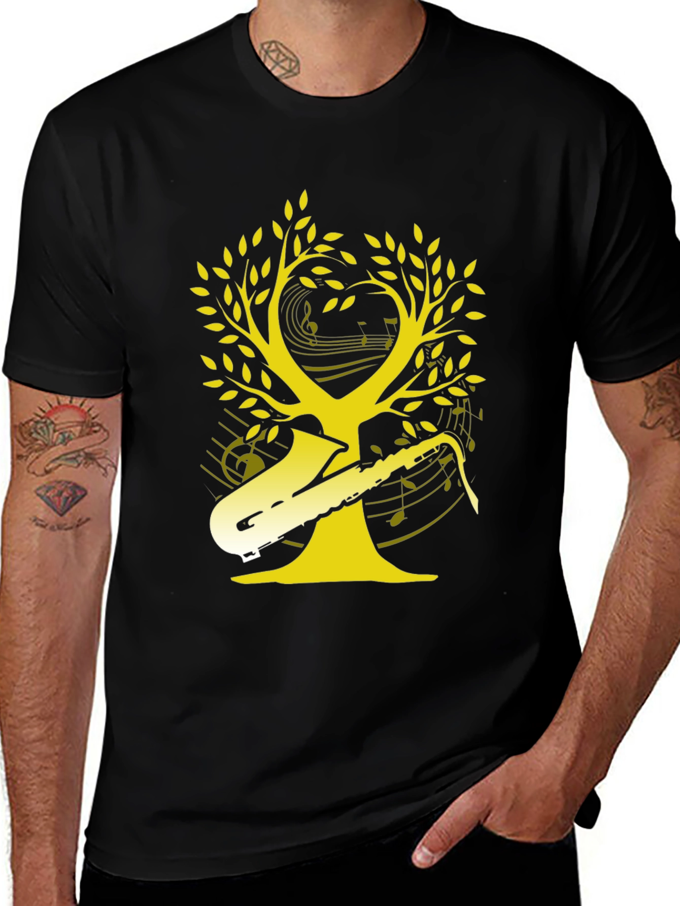 Saxophone Music Tree Graphic T-Shirt