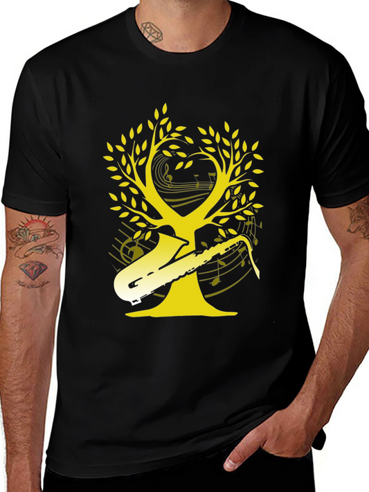 Saxophone Music Tree Graphic T-Shirt