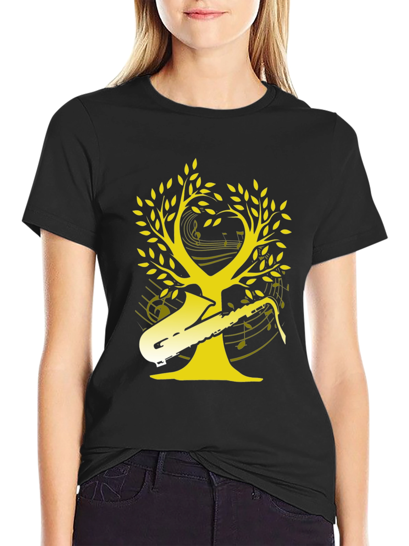 Saxophone Music Tree Graphic T-Shirt