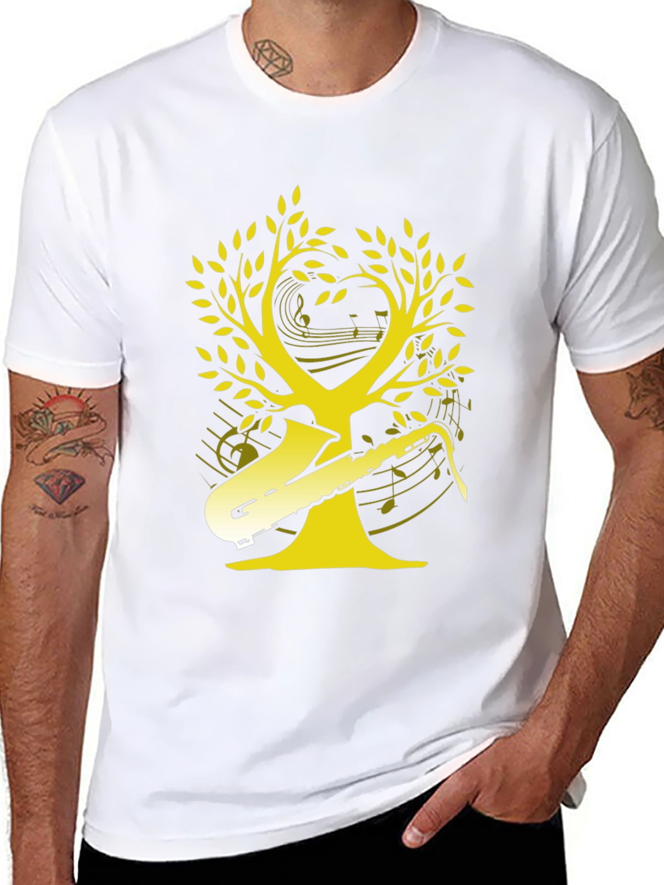 Saxophone Music Tree Graphic T-Shirt