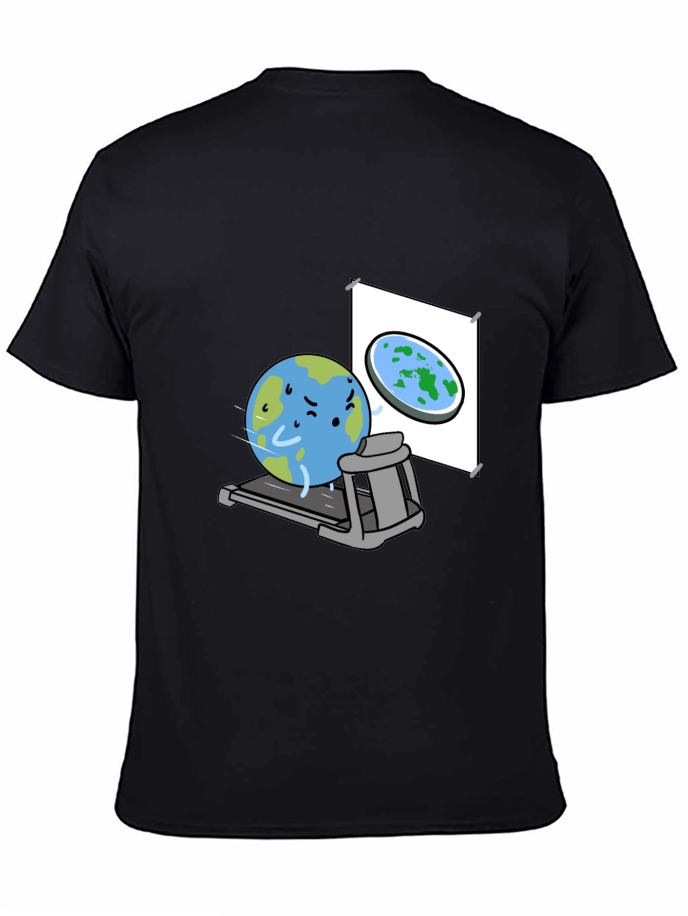 Earth on Treadmill Graphic Tee - Black Cotton Shirt
