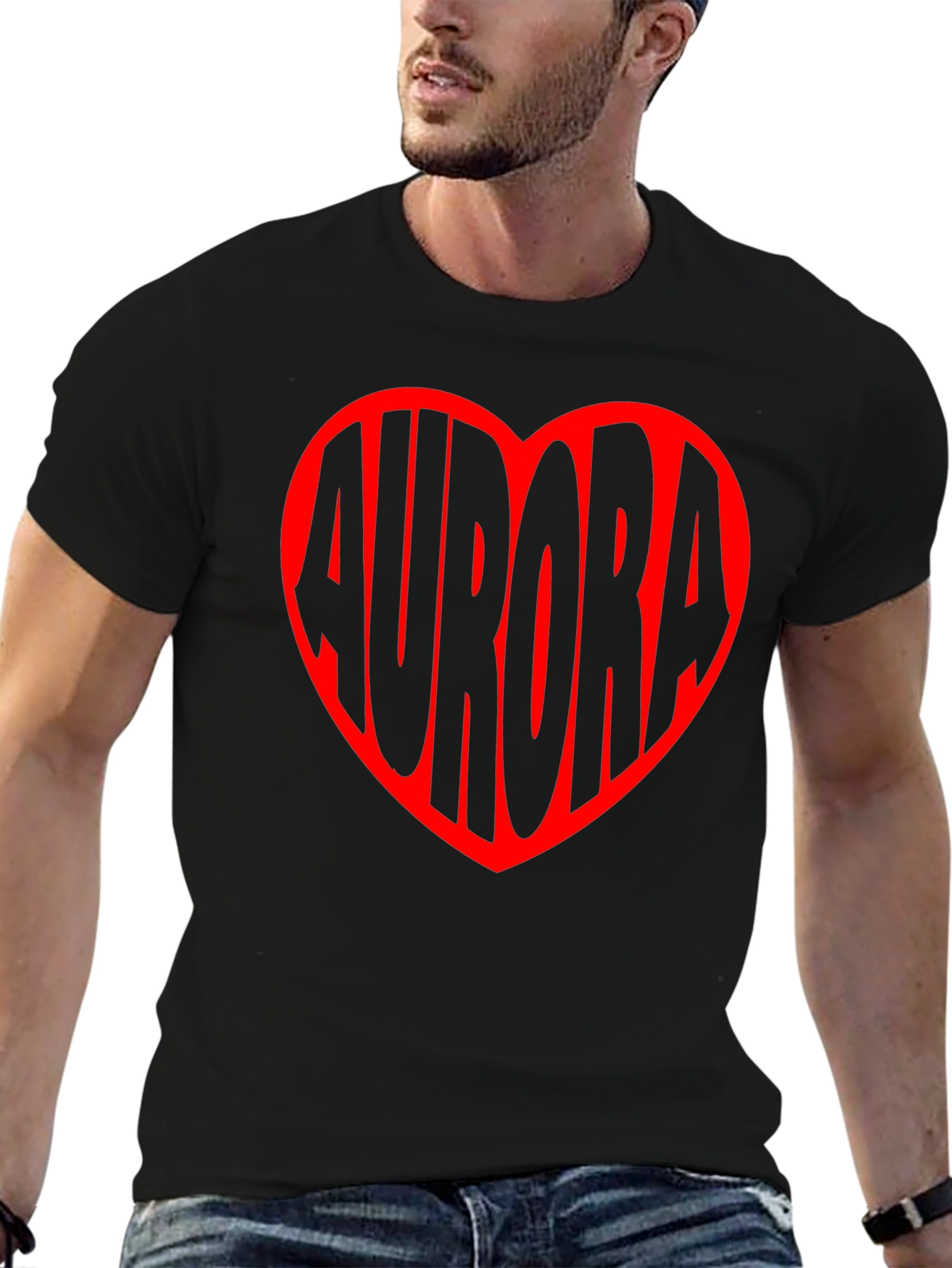 Aurora Heart Graphic Tee - Black Unisex T-Shirt