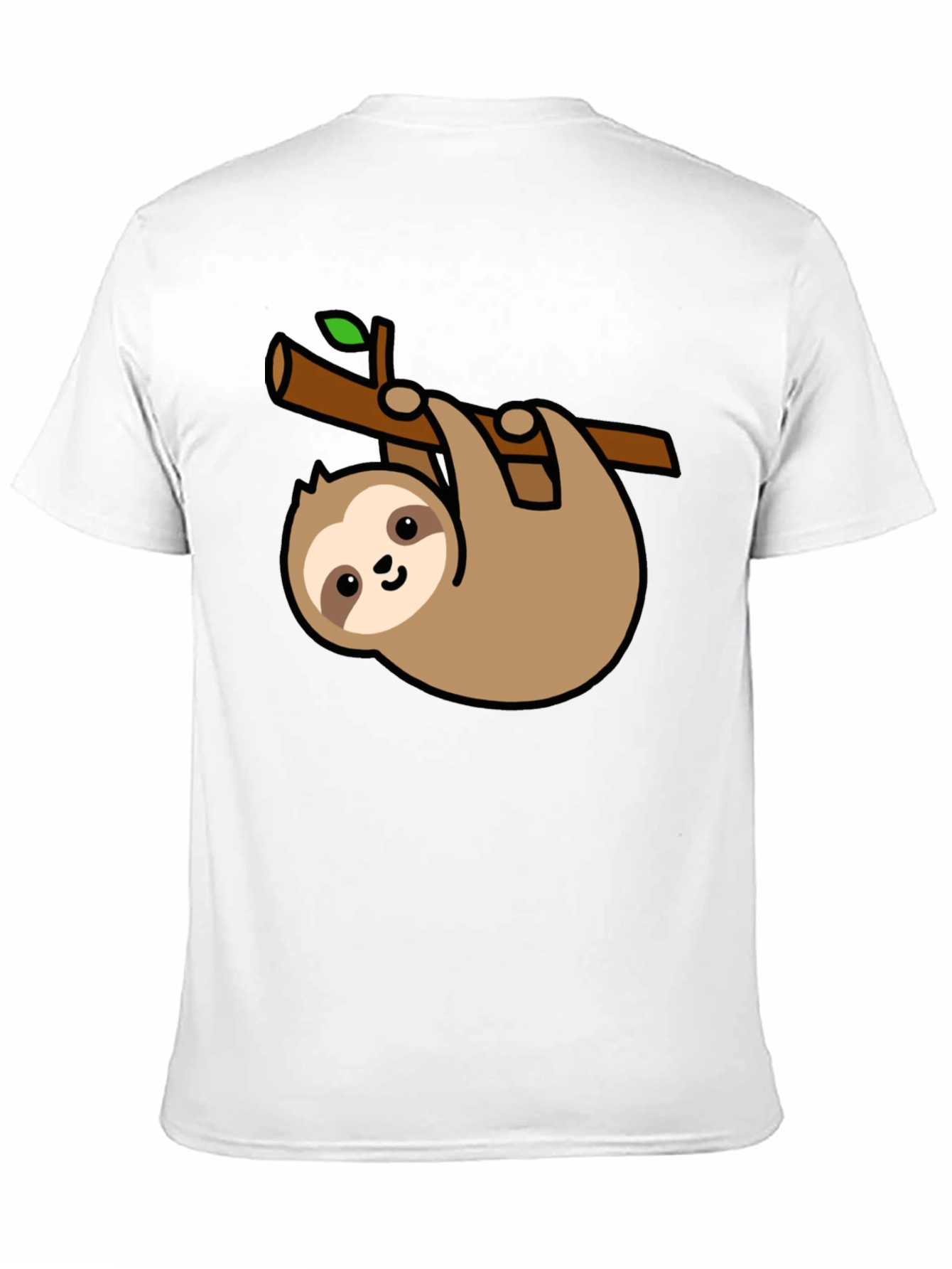 Cute Sloth Hanging on Branch Black T-Shirt