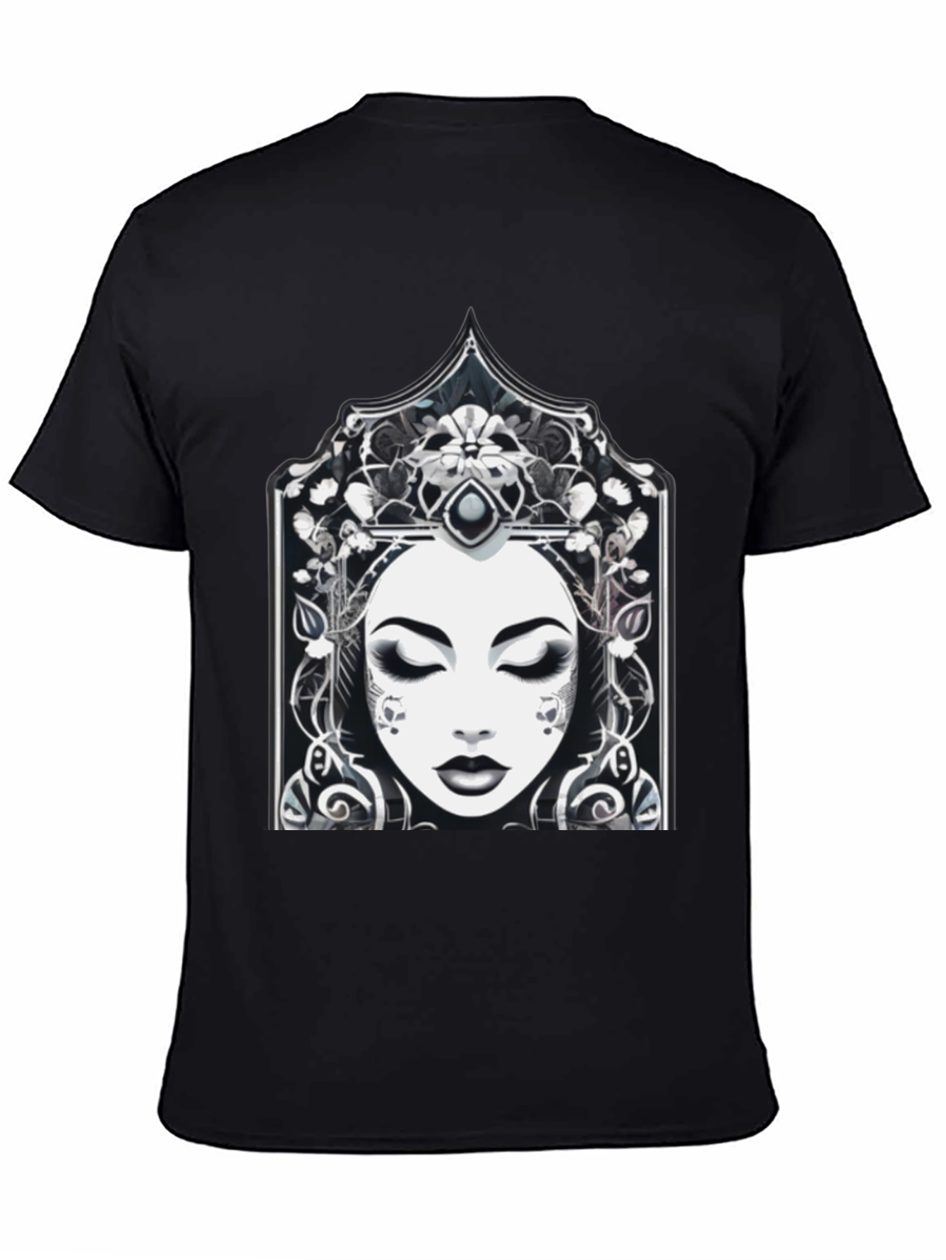 Ornate Woman Graphic Tee - Stylish Black T-Shirt