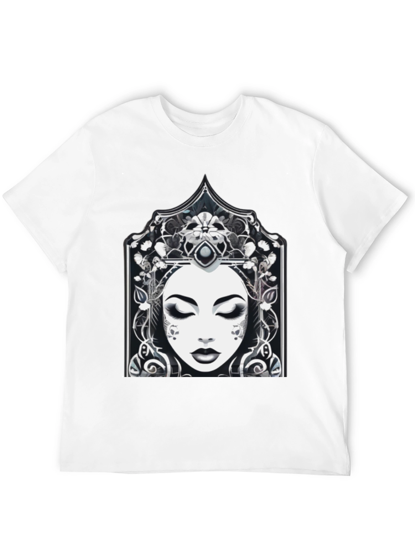 Ornate Woman Graphic Tee - Stylish Black T-Shirt