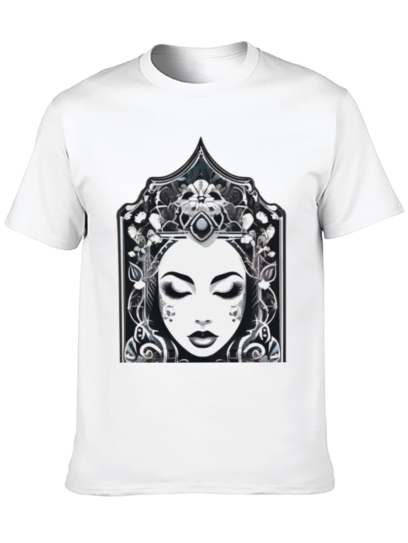 Ornate Woman Graphic Tee - Stylish Black T-Shirt