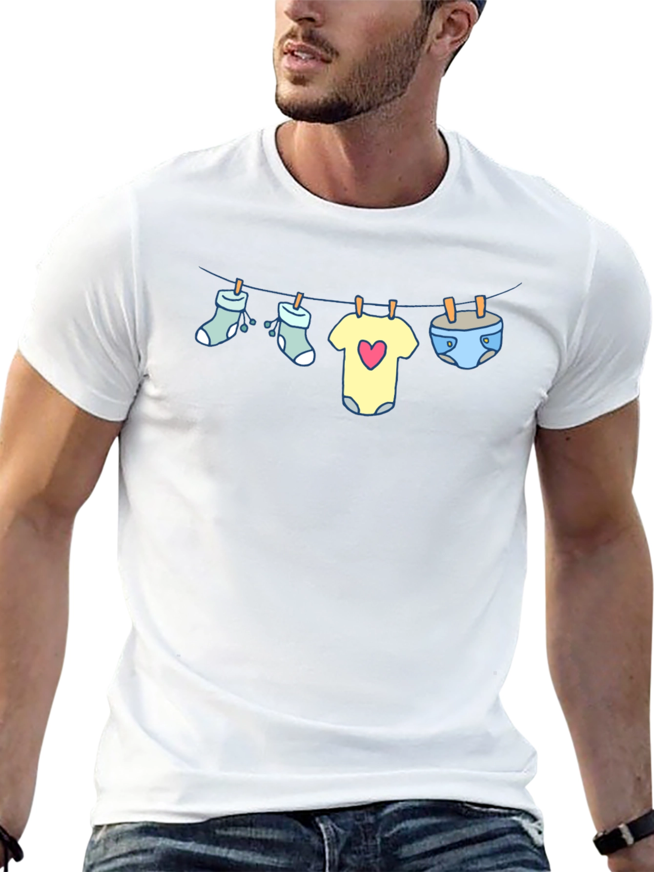 Baby Clothesline Graphic Tee - Soft Black T-Shirt