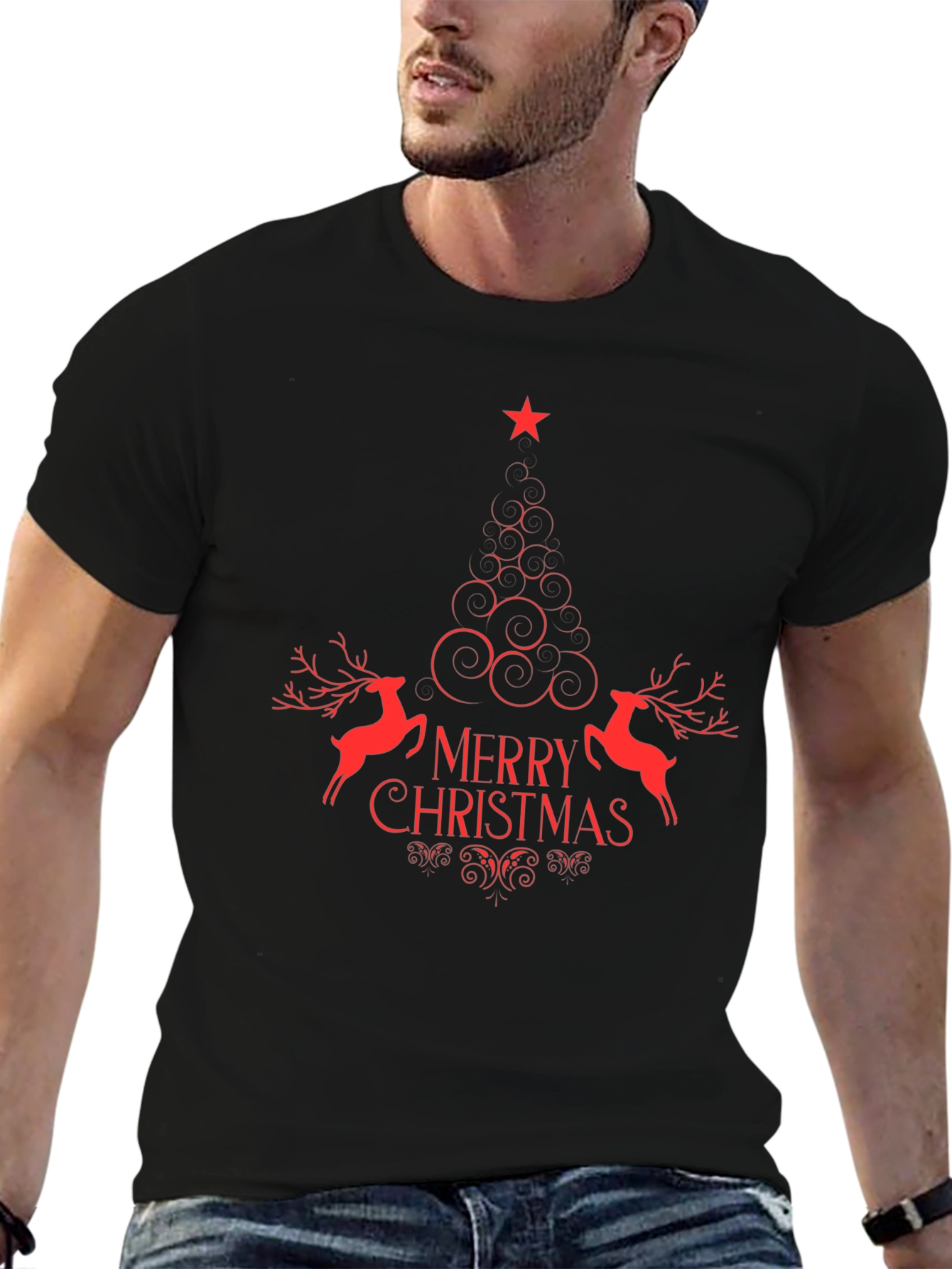 Merry Christmas Graphic Tee - Red Design