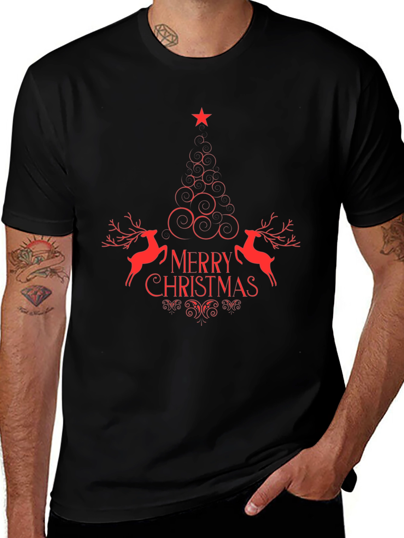 Merry Christmas Graphic Tee - Red Design