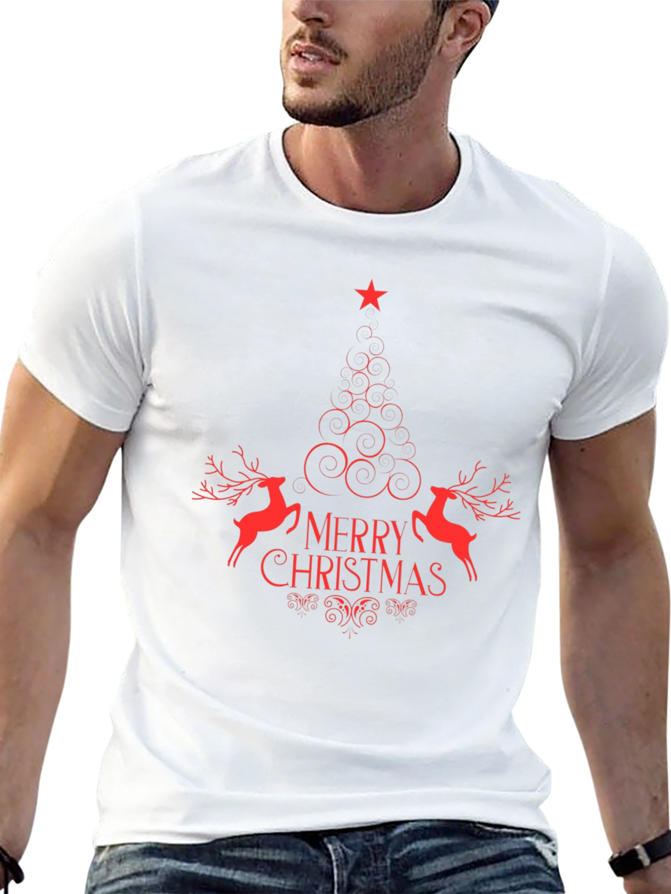 Merry Christmas Graphic Tee - Red Design