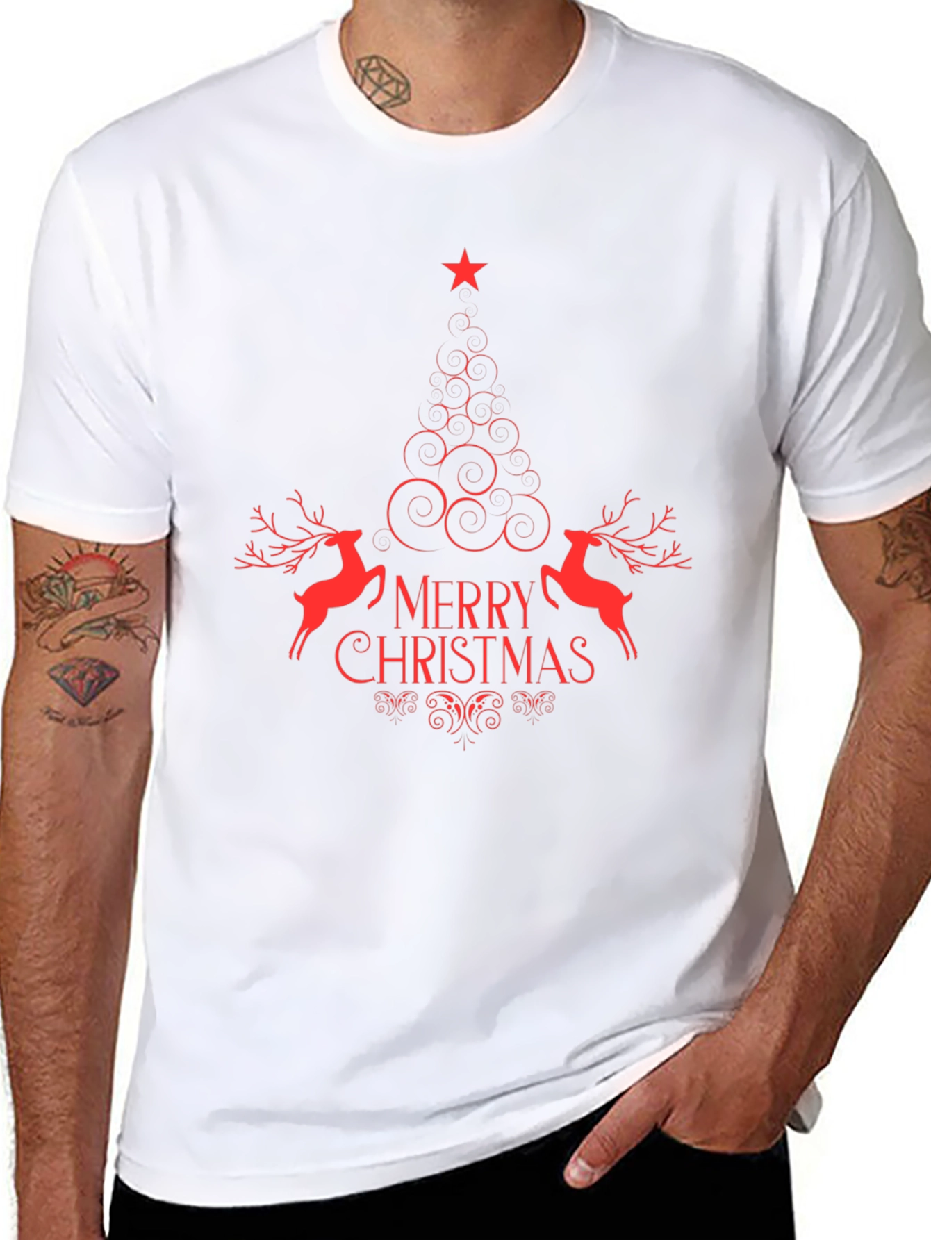 Merry Christmas Graphic Tee - Red Design