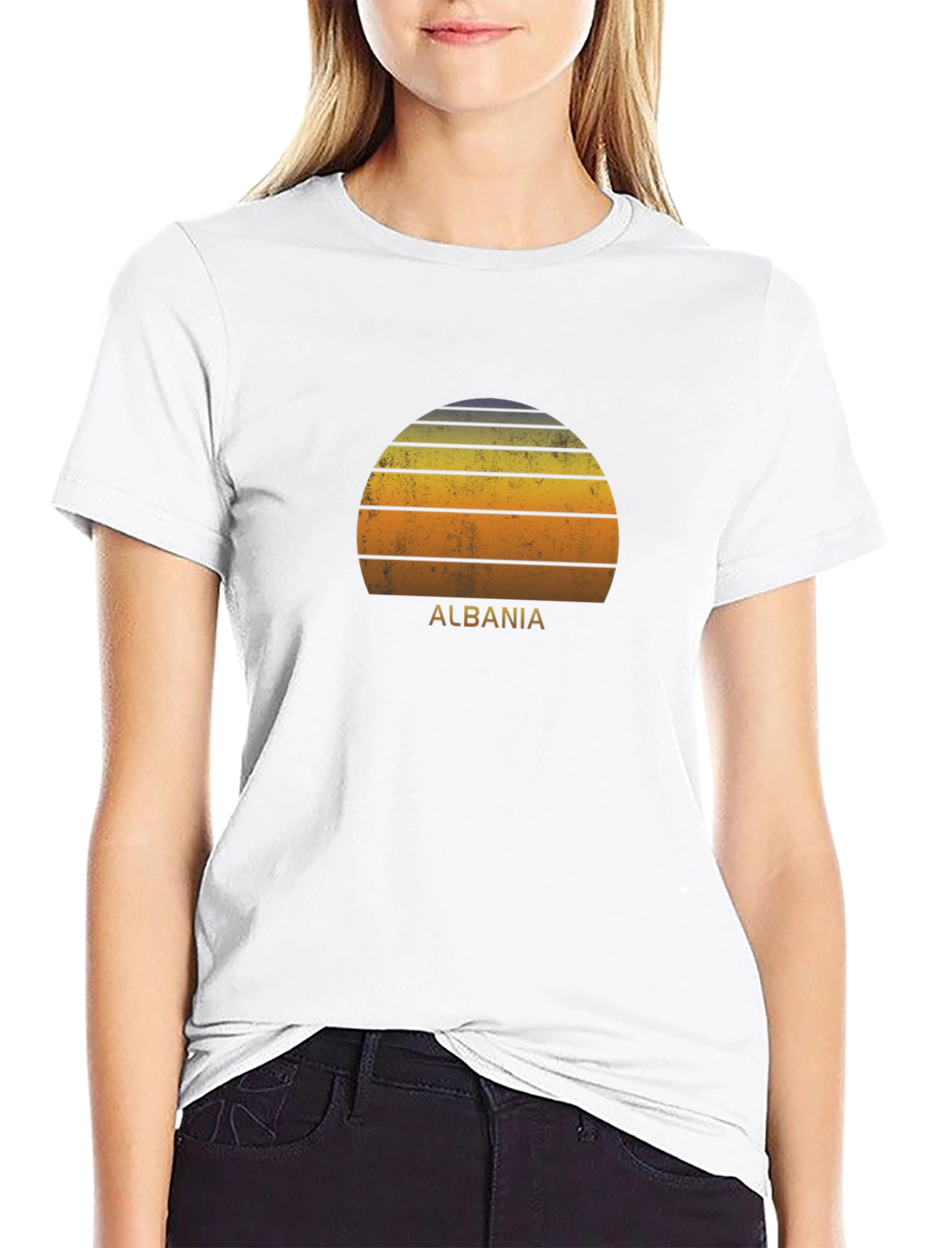 Albania Sunset Graphic Tee - Retro Style