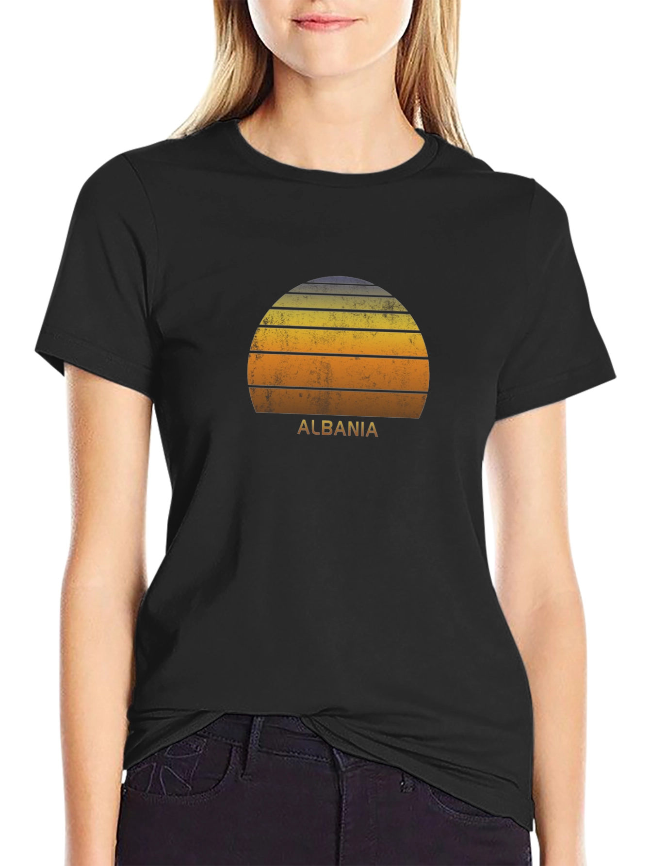 Albania Sunset Graphic Tee - Retro Style