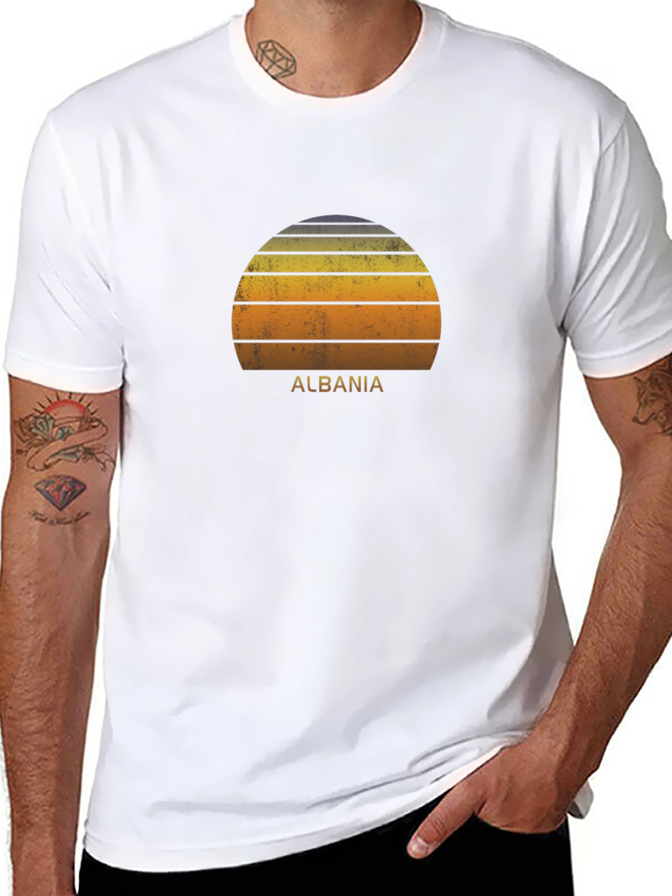 Albania Sunset Graphic Tee - Retro Style