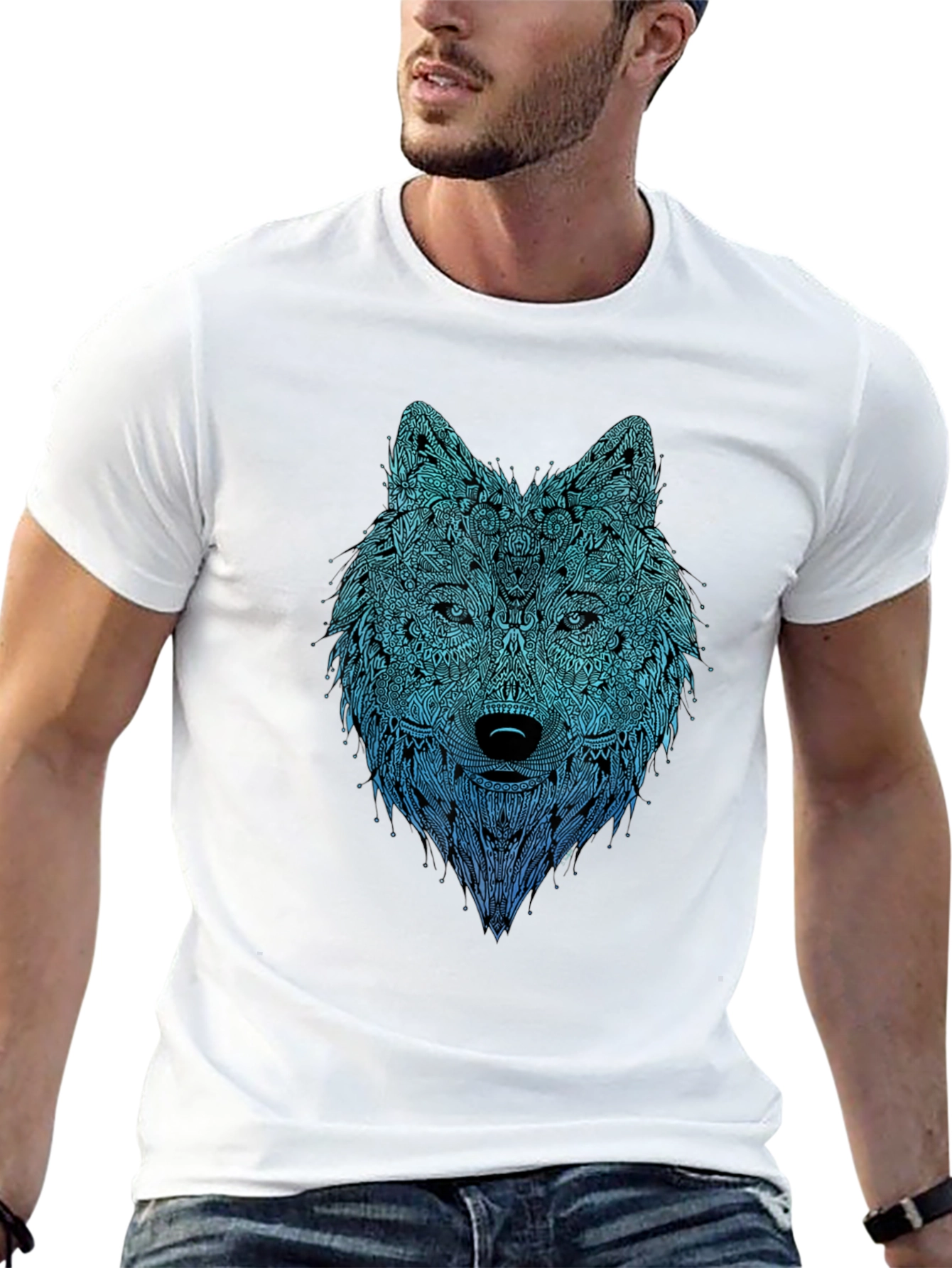 Wolf Graphic Print Black T-Shirt