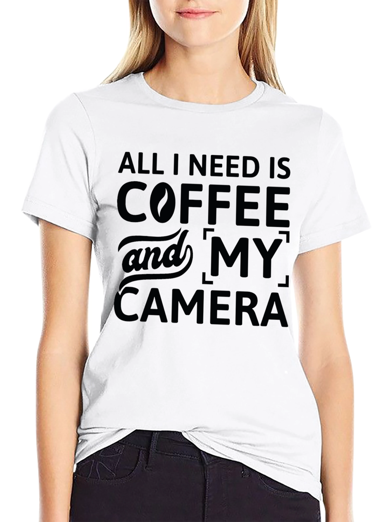 Coffee and Camera Graphic Tee - Black