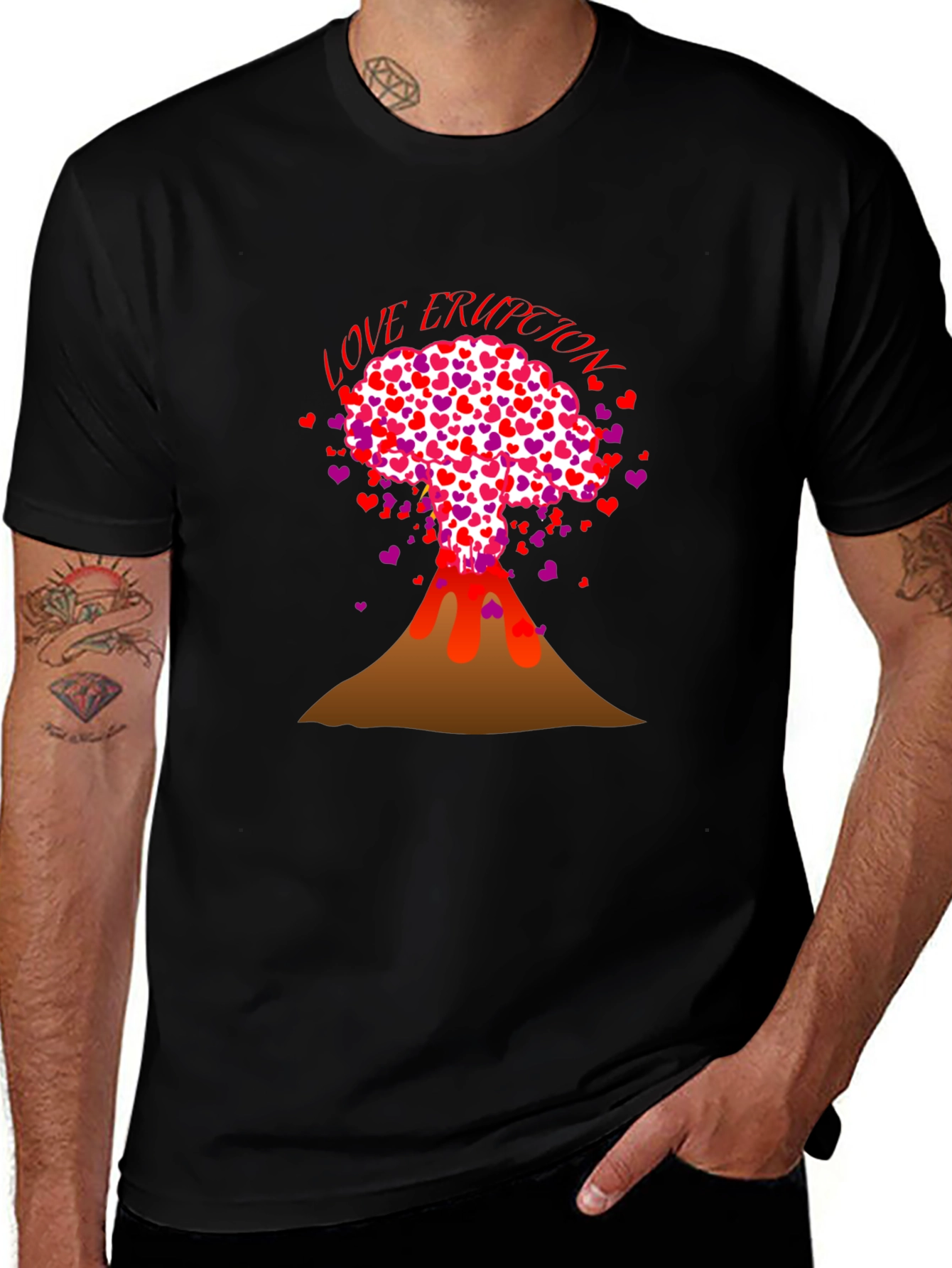 Love Eruption Graphic Tee - Valentines Day Volcano Shirt