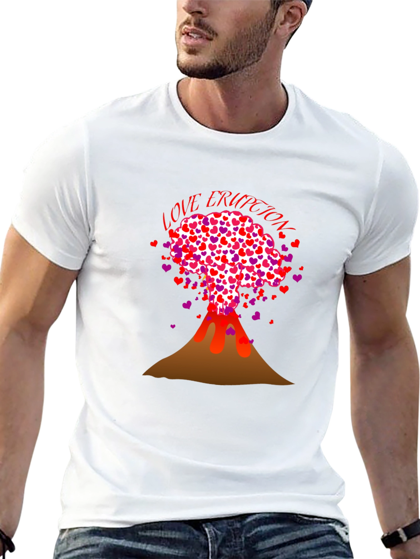 Love Eruption Graphic Tee - Valentines Day Volcano Shirt