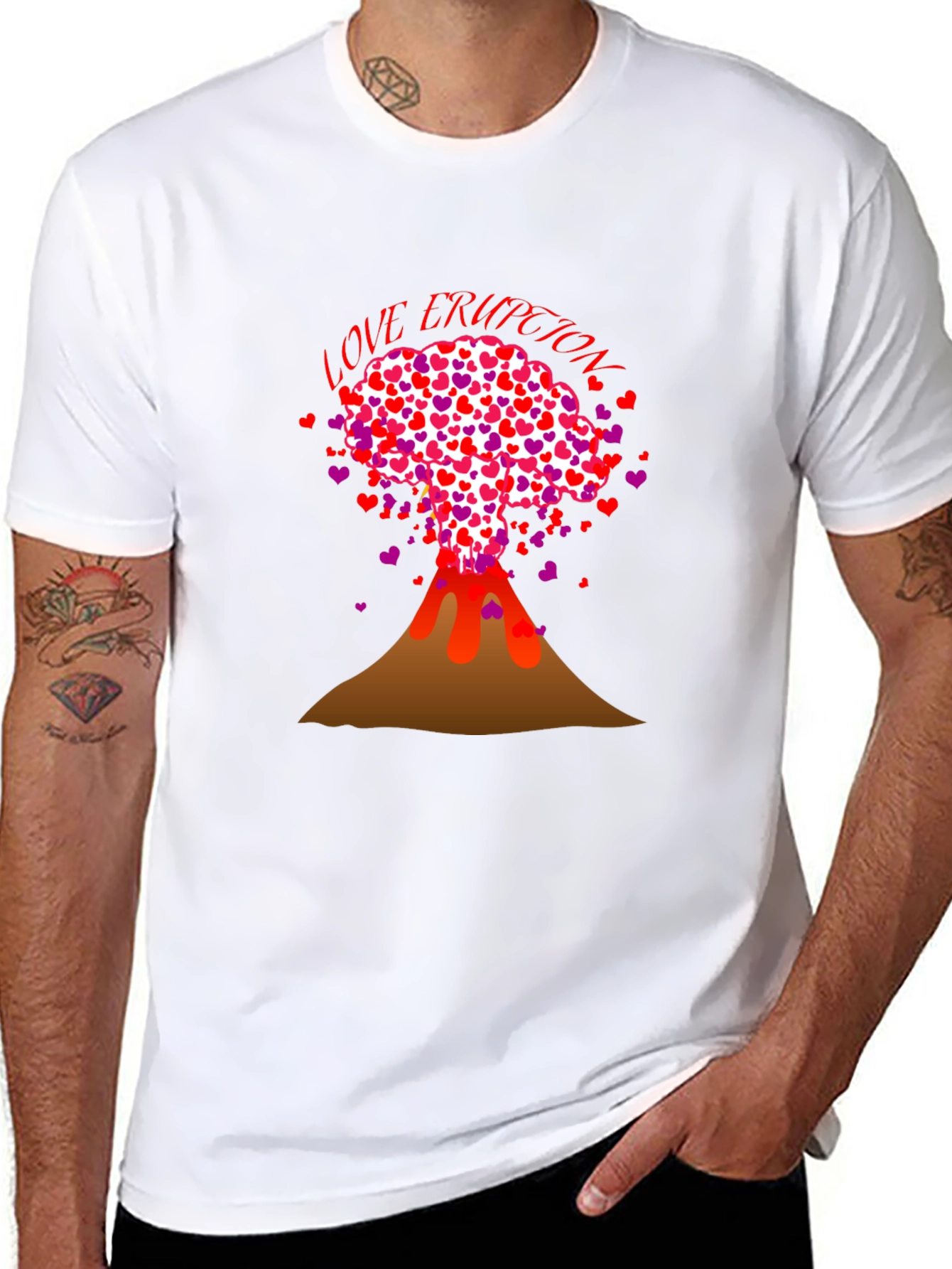 Love Eruption Graphic Tee - Valentines Day Volcano Shirt