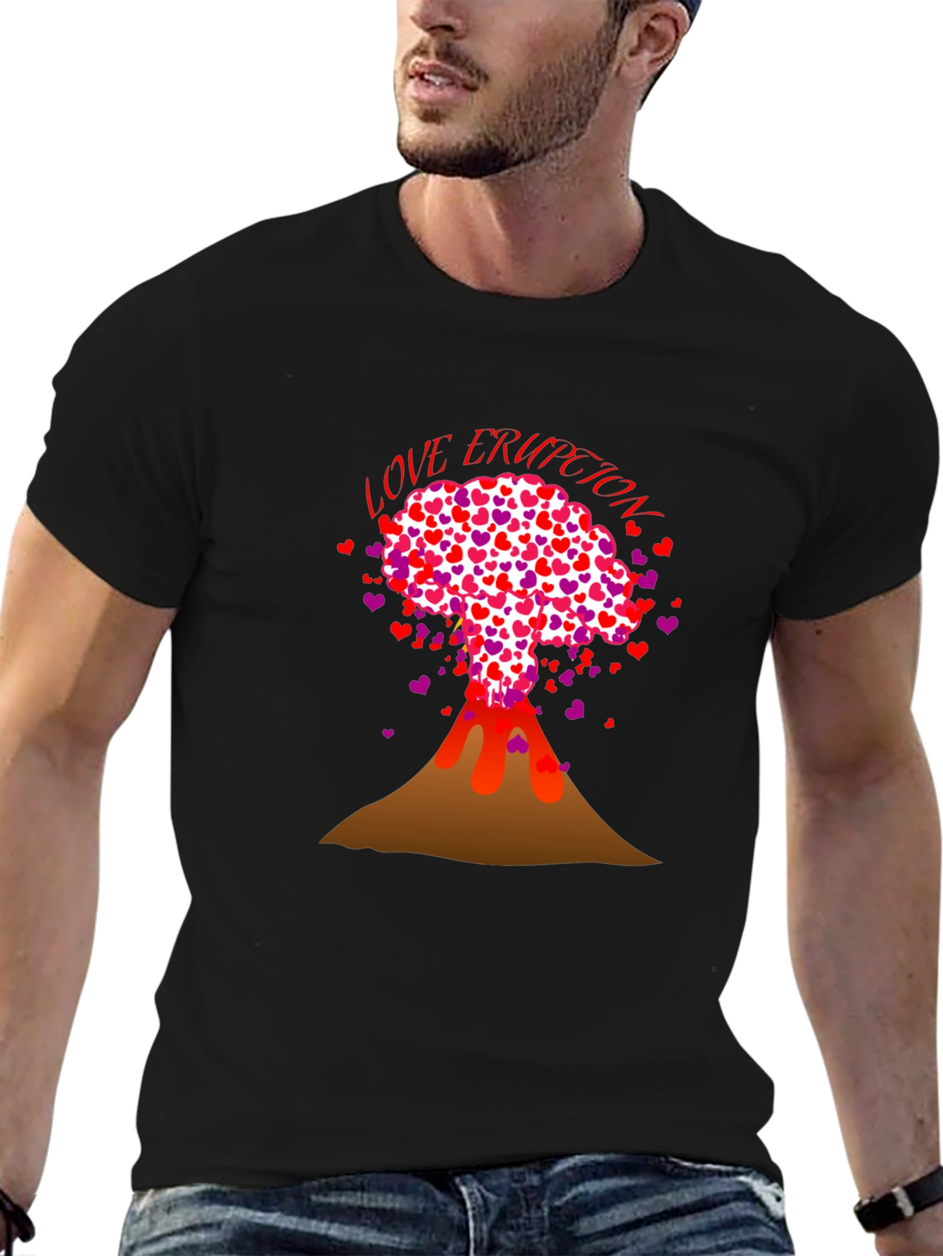 Love Eruption Graphic Tee - Valentines Day Volcano Shirt