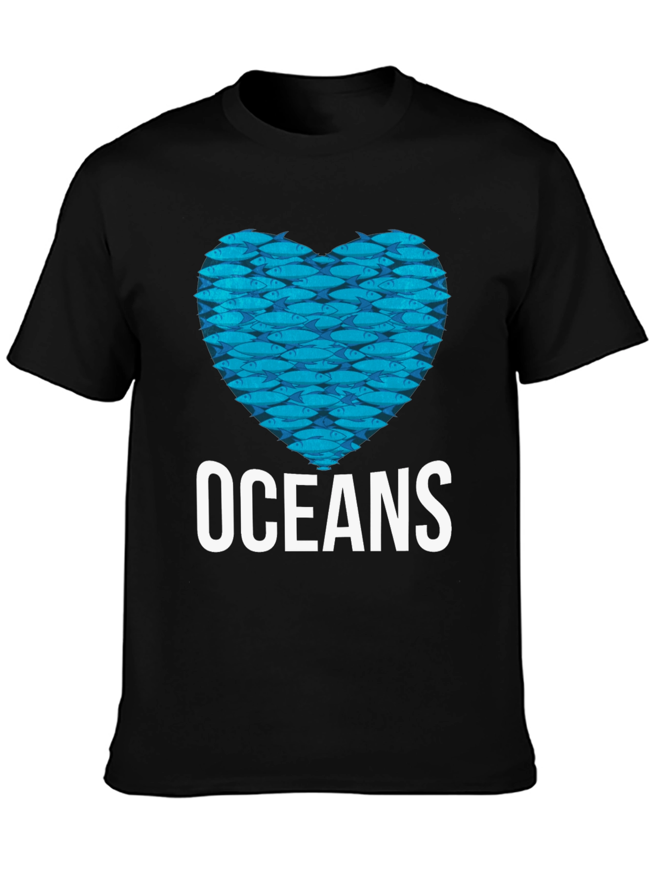 Oceans Heart Fish Graphic Black T-Shirt