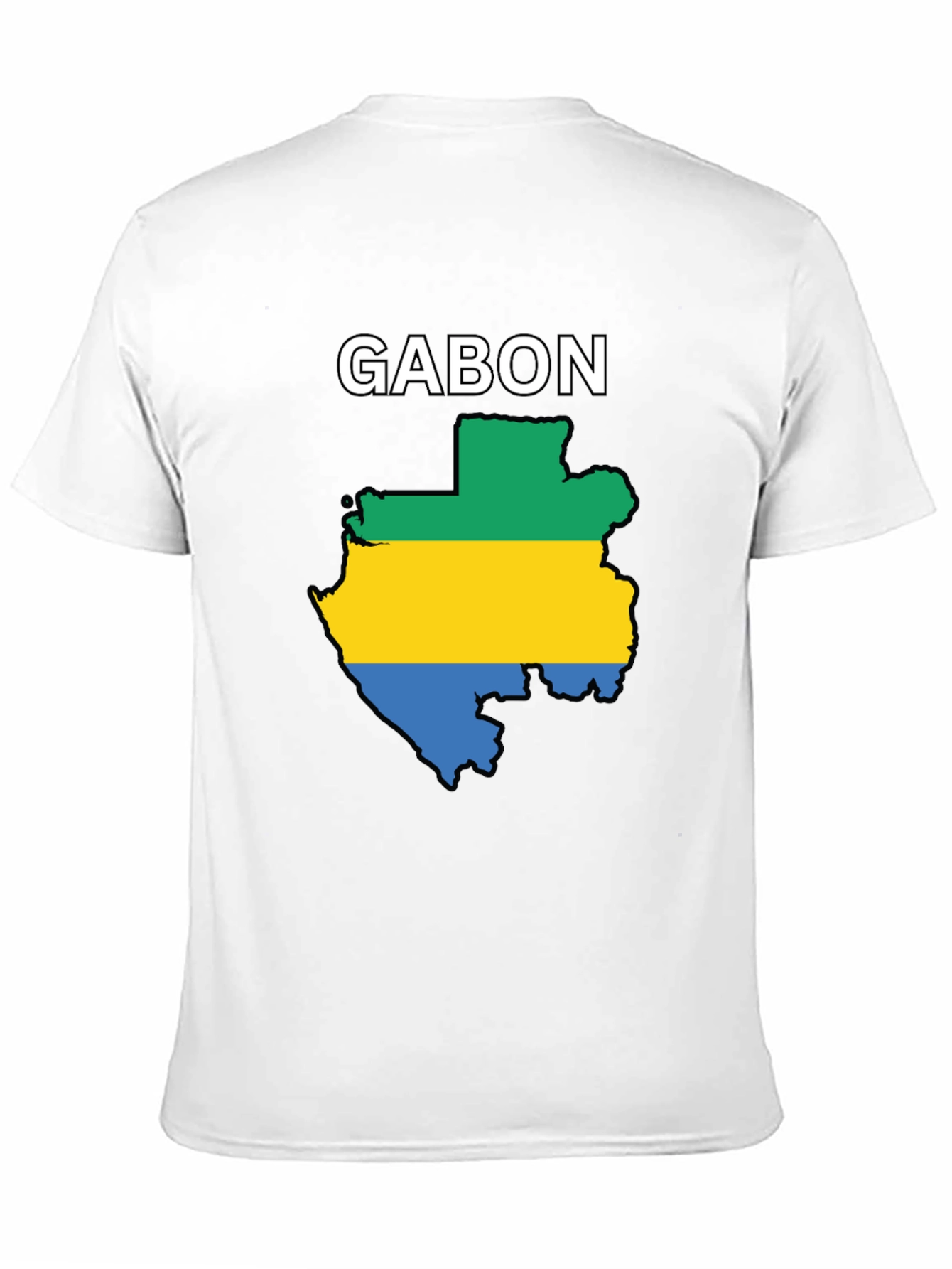 Gabon Flag Map T-Shirt - Black Cotton Tee