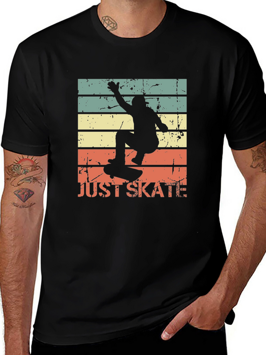 Just Skate Retro T-Shirt - Vintage Skateboarder Design