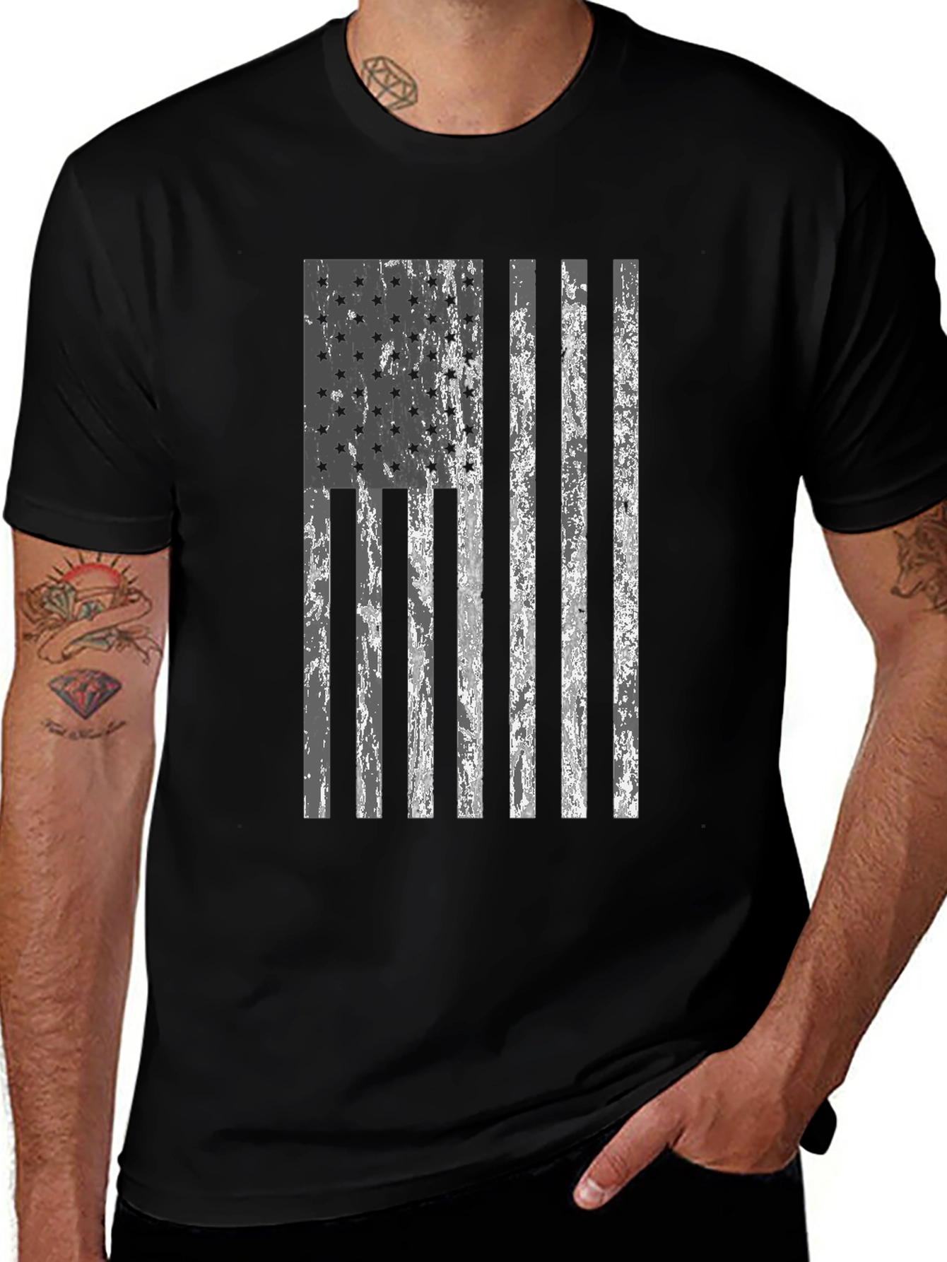 Distressed American Flag Graphic T-Shirt