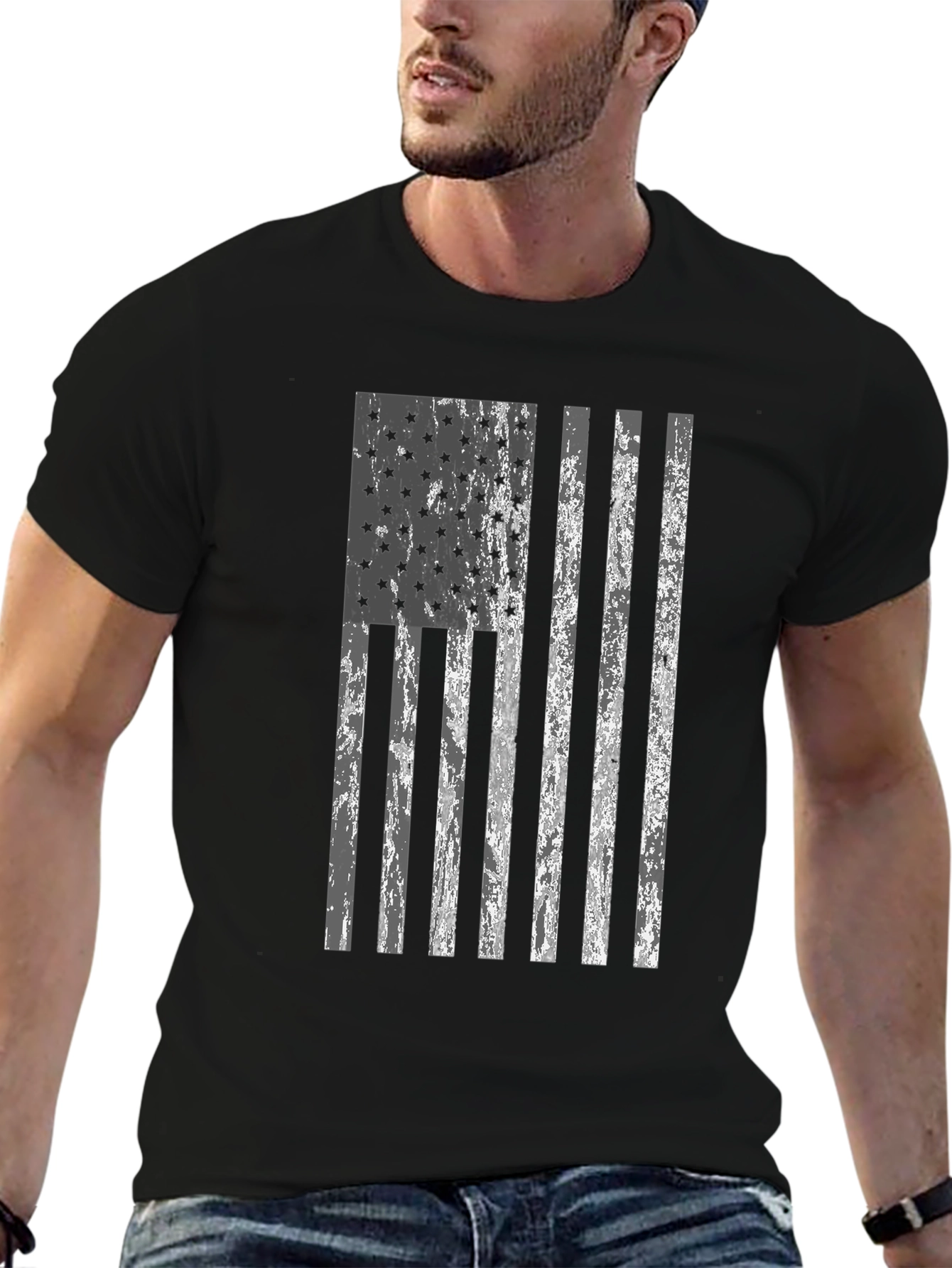 Distressed American Flag Graphic T-Shirt