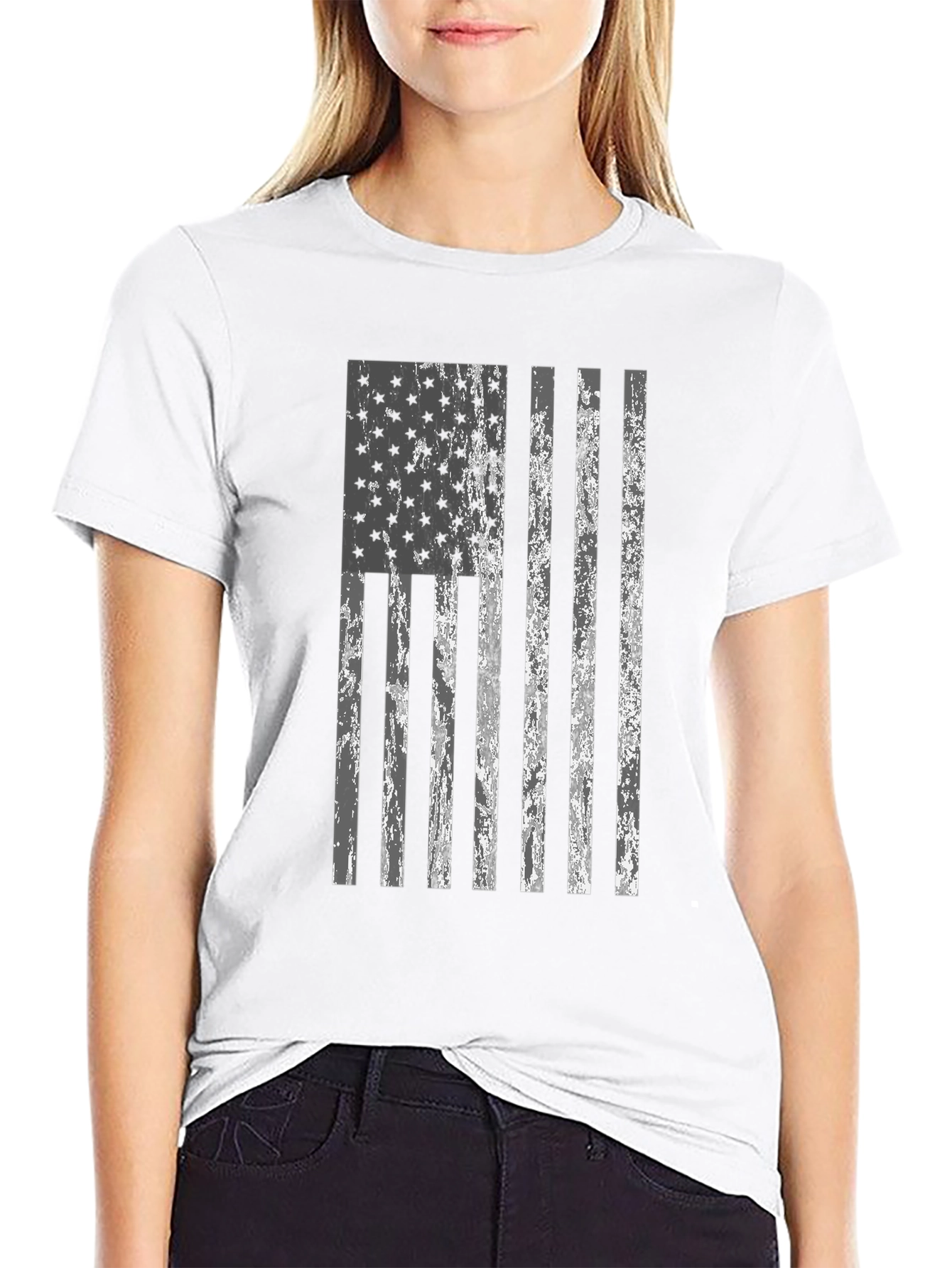 Distressed American Flag Graphic T-Shirt