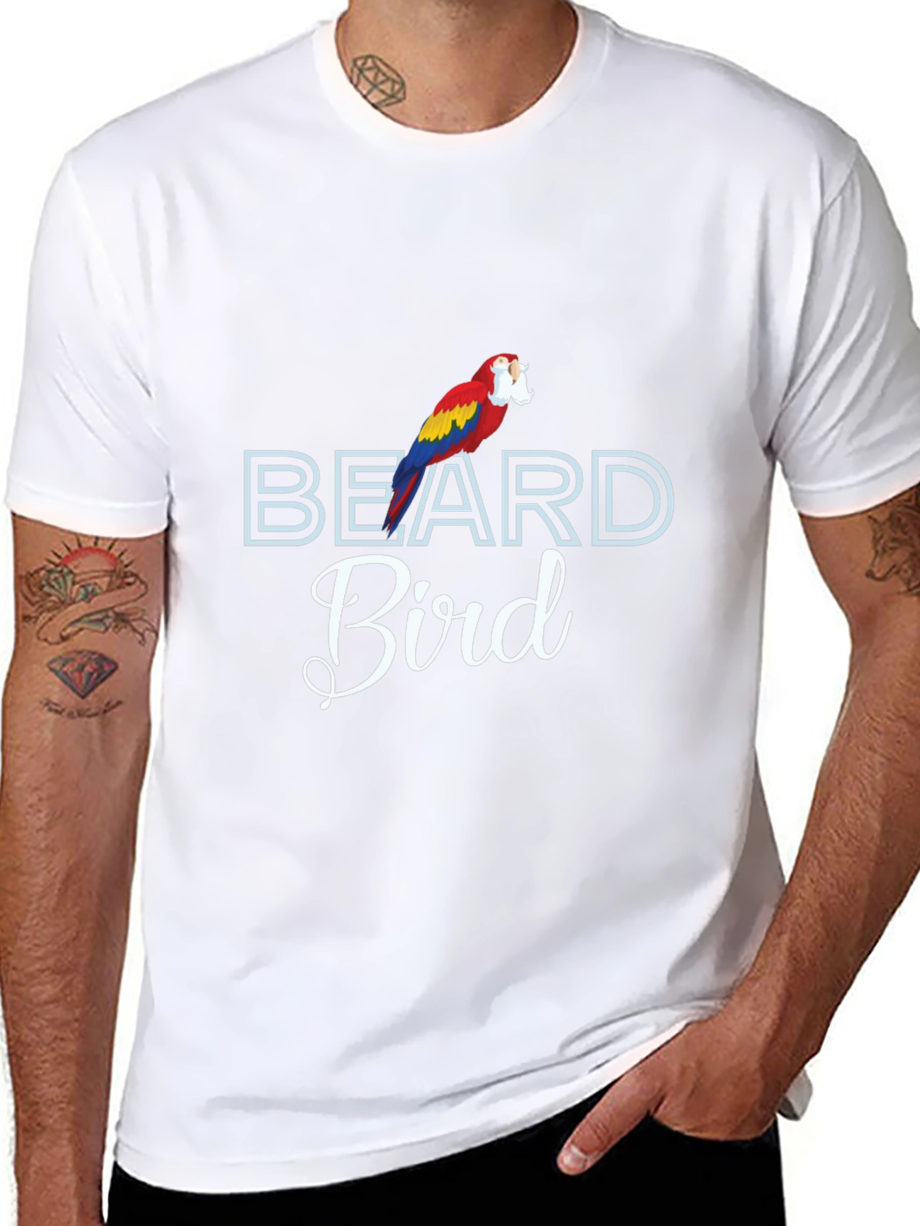 Beard Bird T-Shirt Funny Parrot Tee