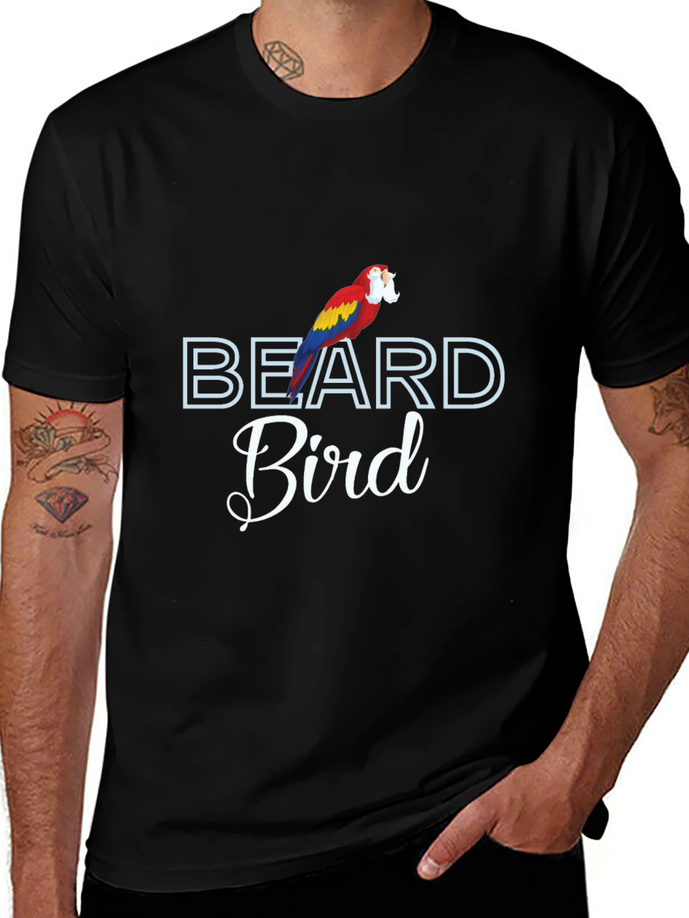 Beard Bird T-Shirt Funny Parrot Tee