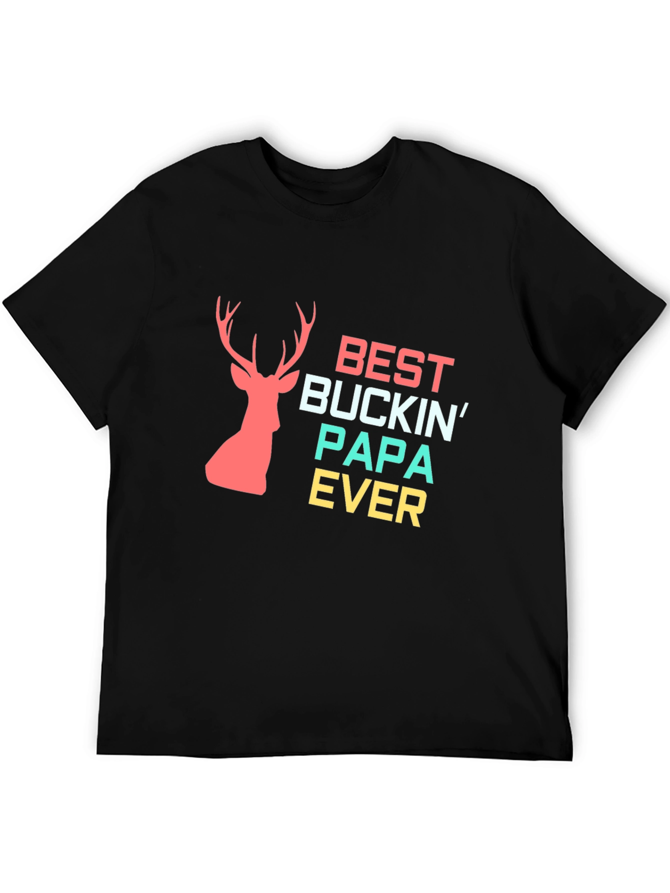 Best Buckin Papa Ever Black Graphic Tee
