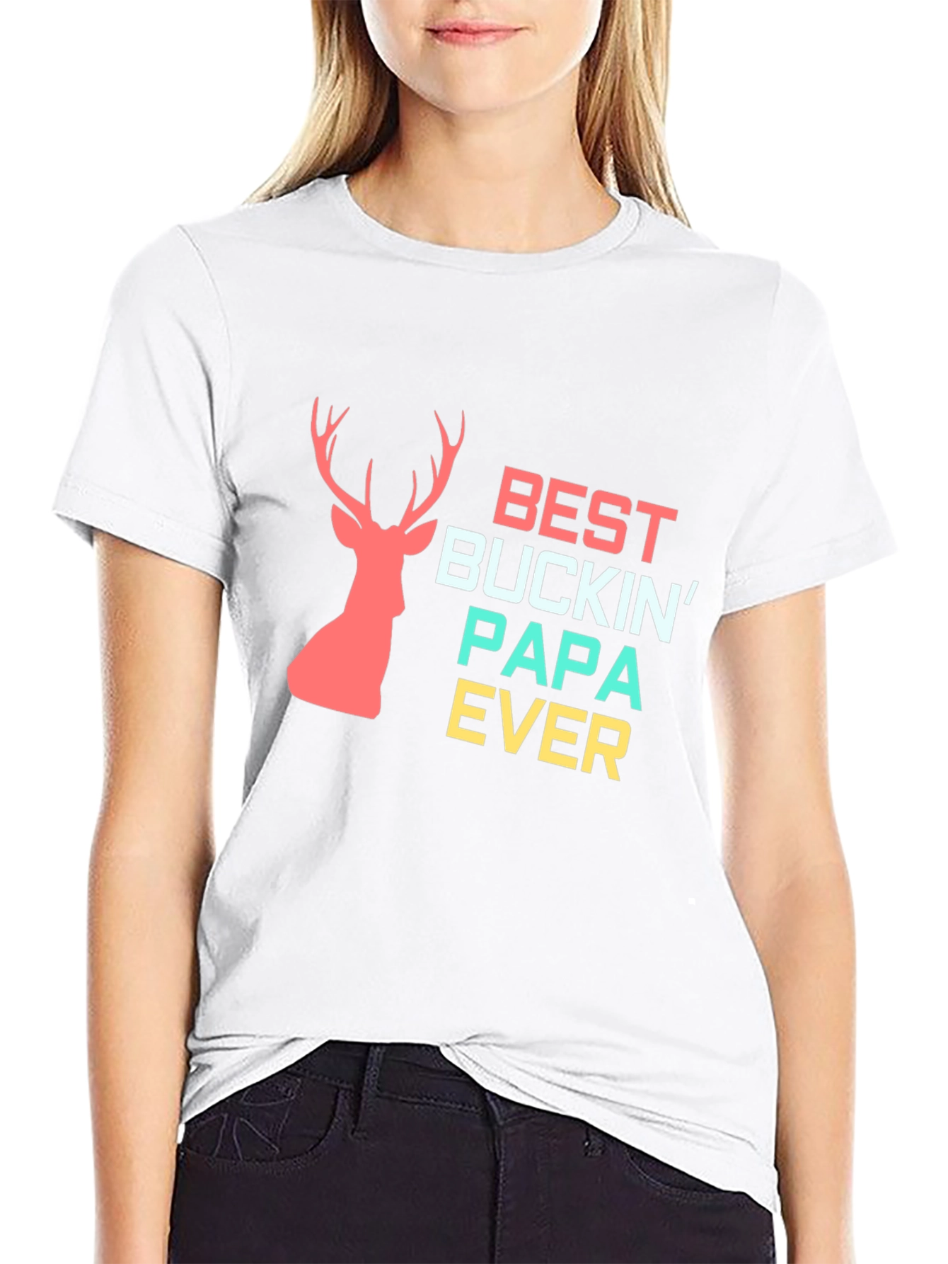 Best Buckin Papa Ever Black Graphic Tee