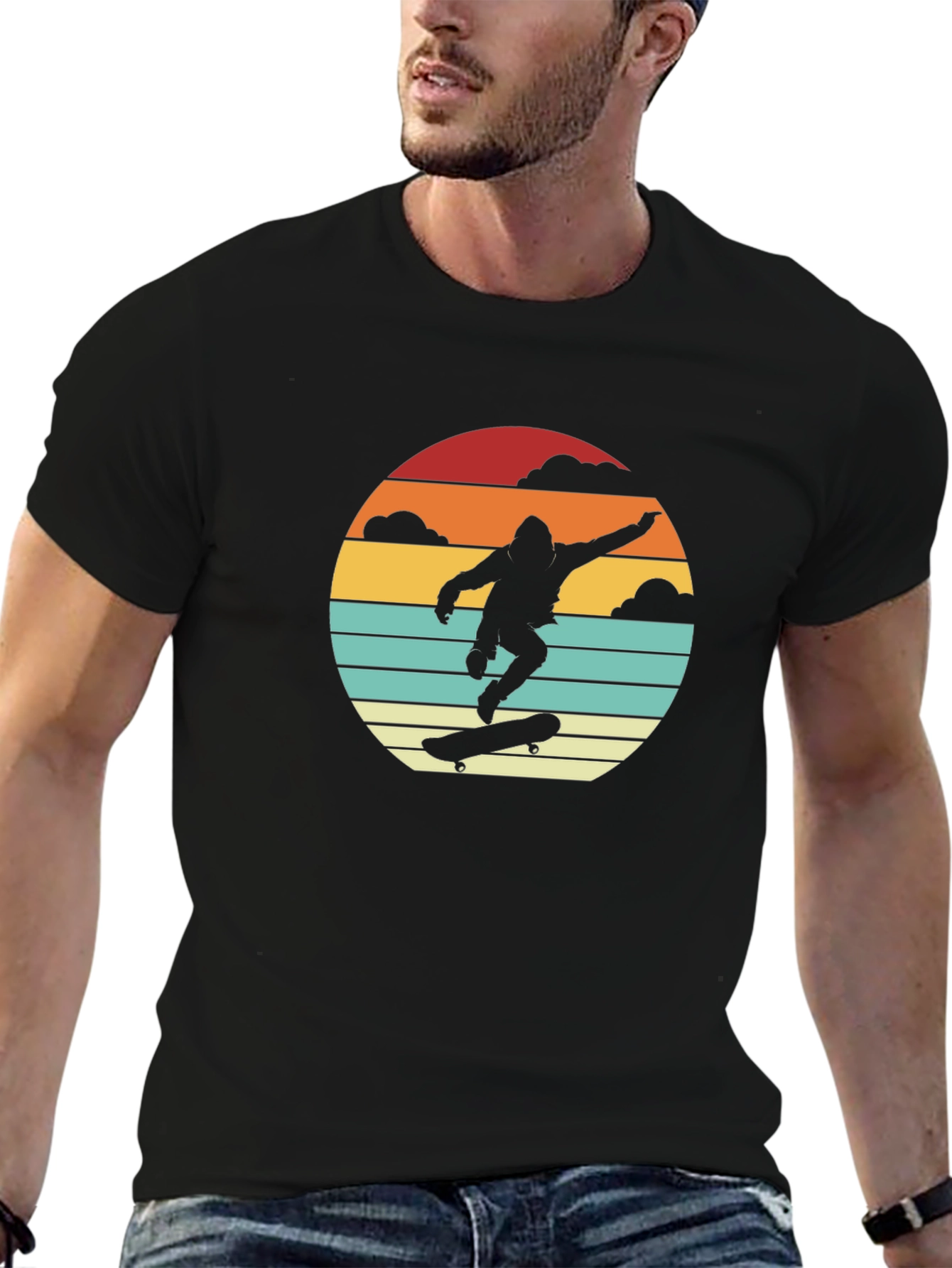Skateboarding Silhouette Graphic Tee