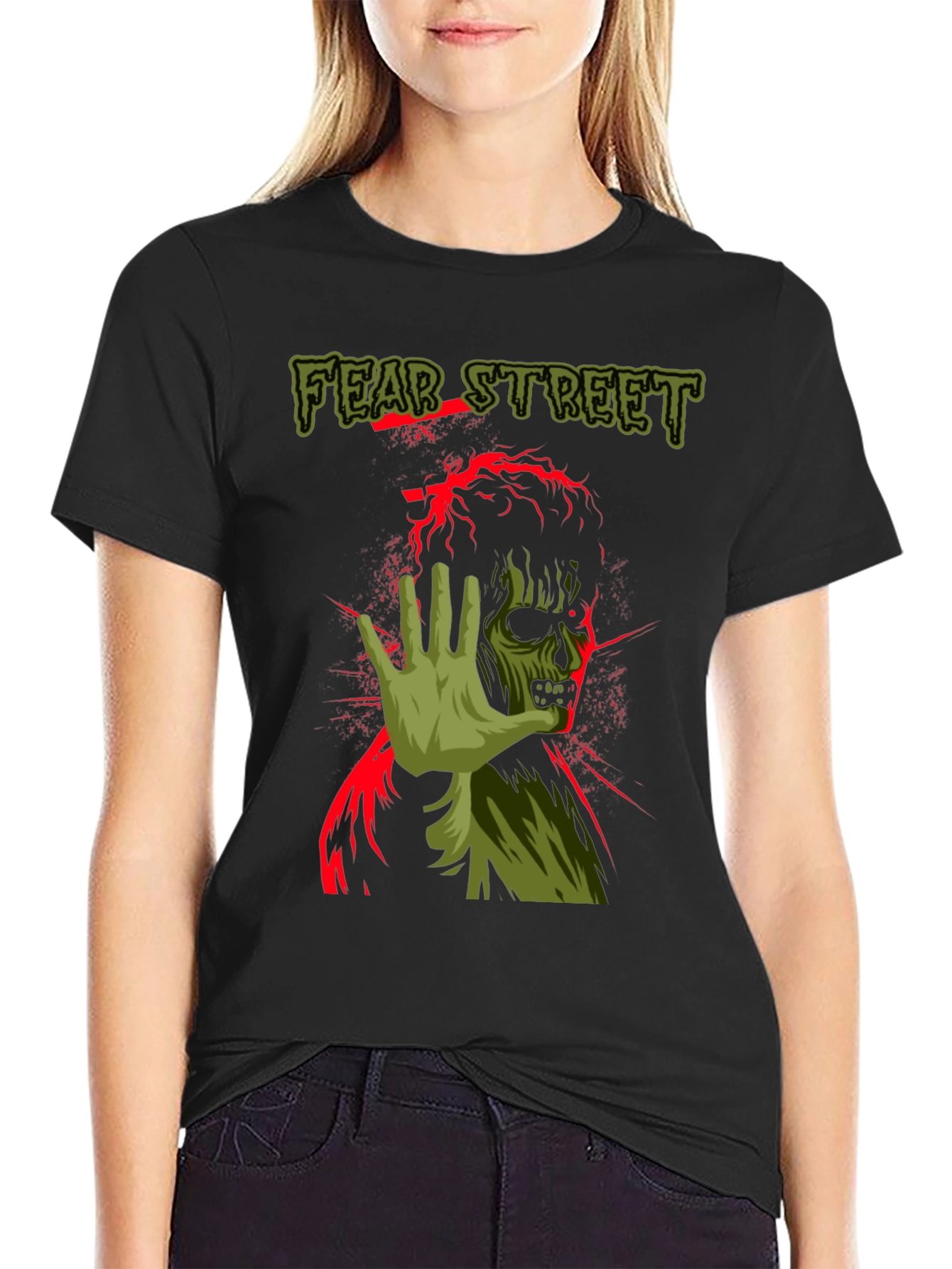 Fear Street Zombie Graphic Print Black T-Shirt