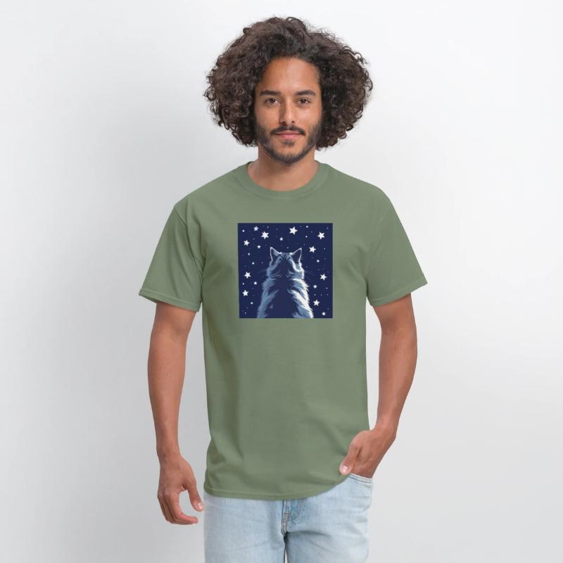Star Gazer Cat Illustration