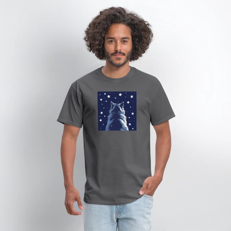 Star Gazer Cat Illustration