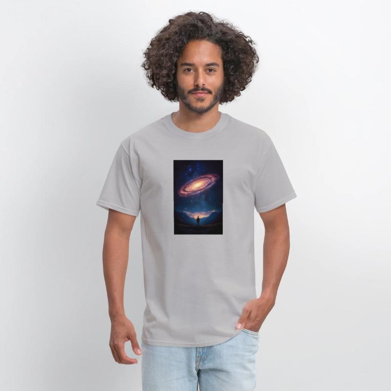 Stargazer Beneath a Cosmic Spiral