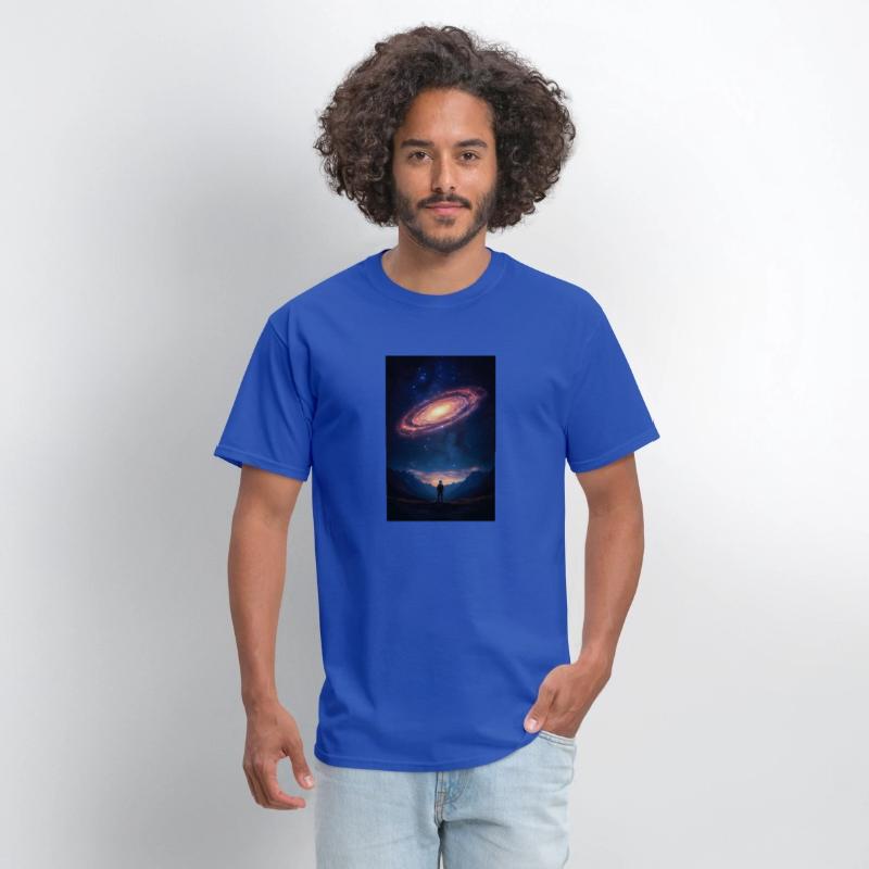 Stargazer Beneath a Cosmic Spiral