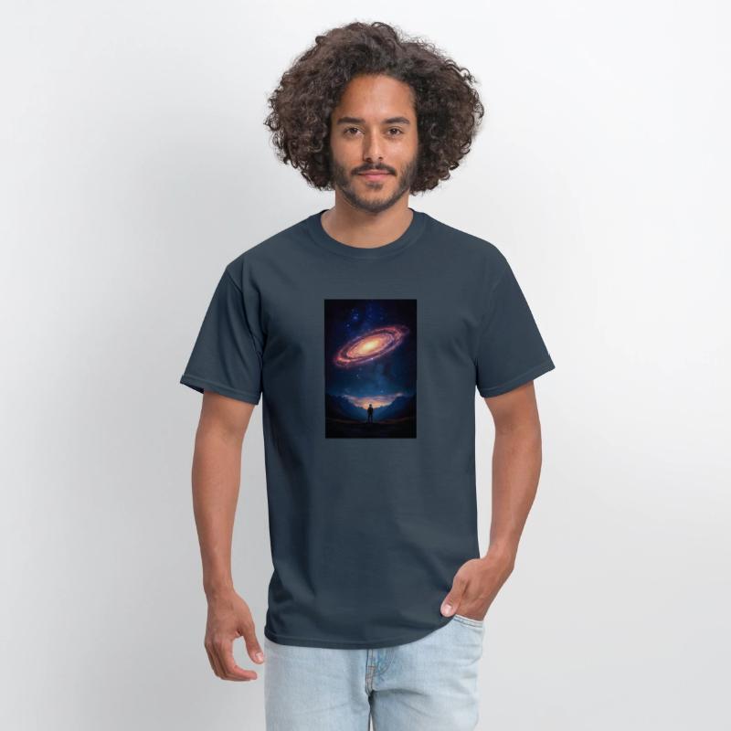 Stargazer Beneath a Cosmic Spiral