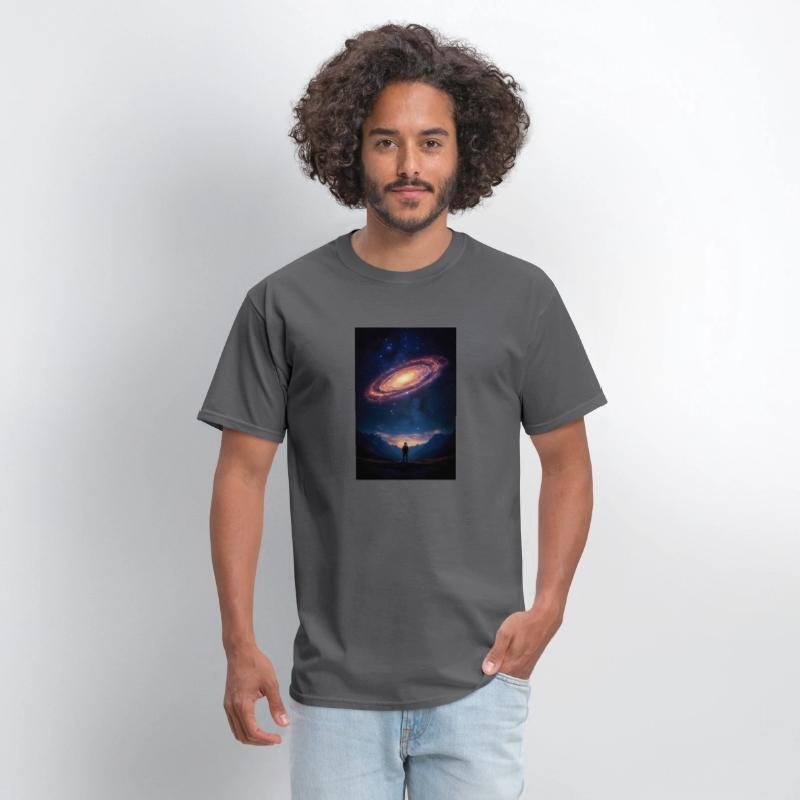 Stargazer Beneath a Cosmic Spiral