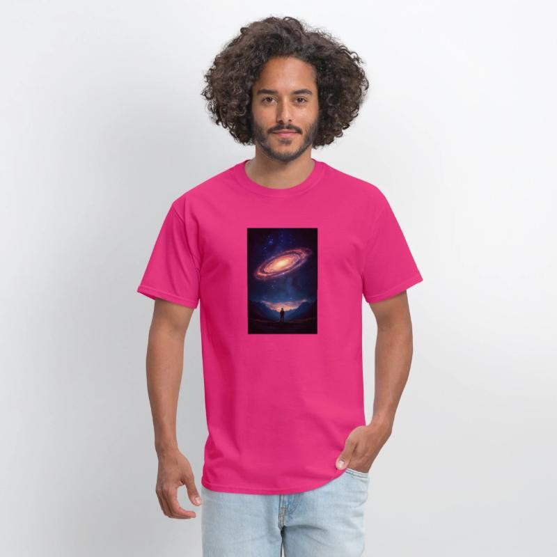 Stargazer Beneath a Cosmic Spiral