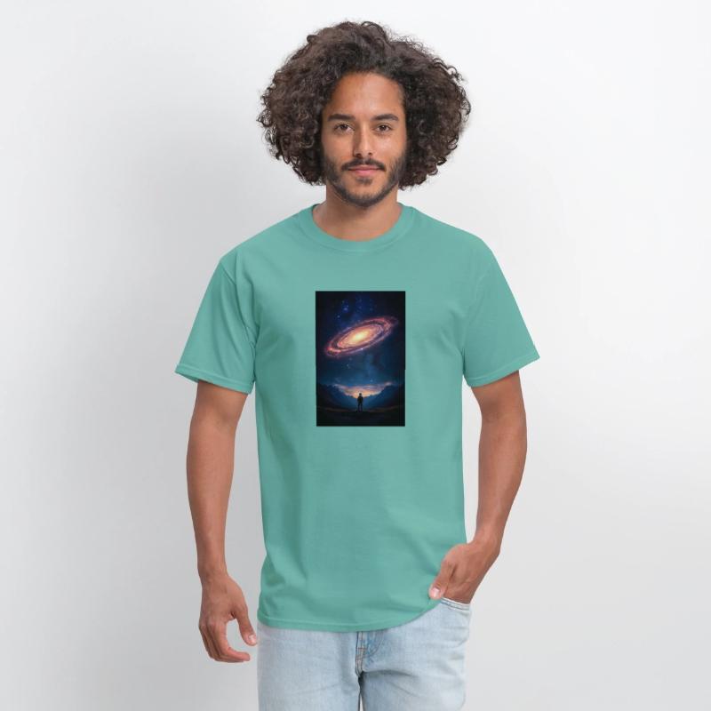 Stargazer Beneath a Cosmic Spiral